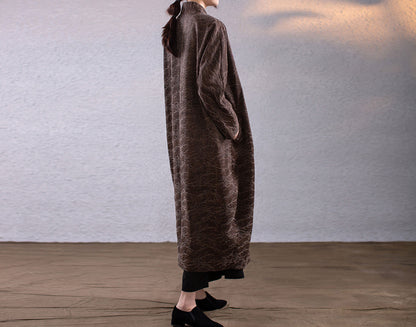 edoa Mud Noil Silk Rayon Blend Jacquard Cocoon Coat