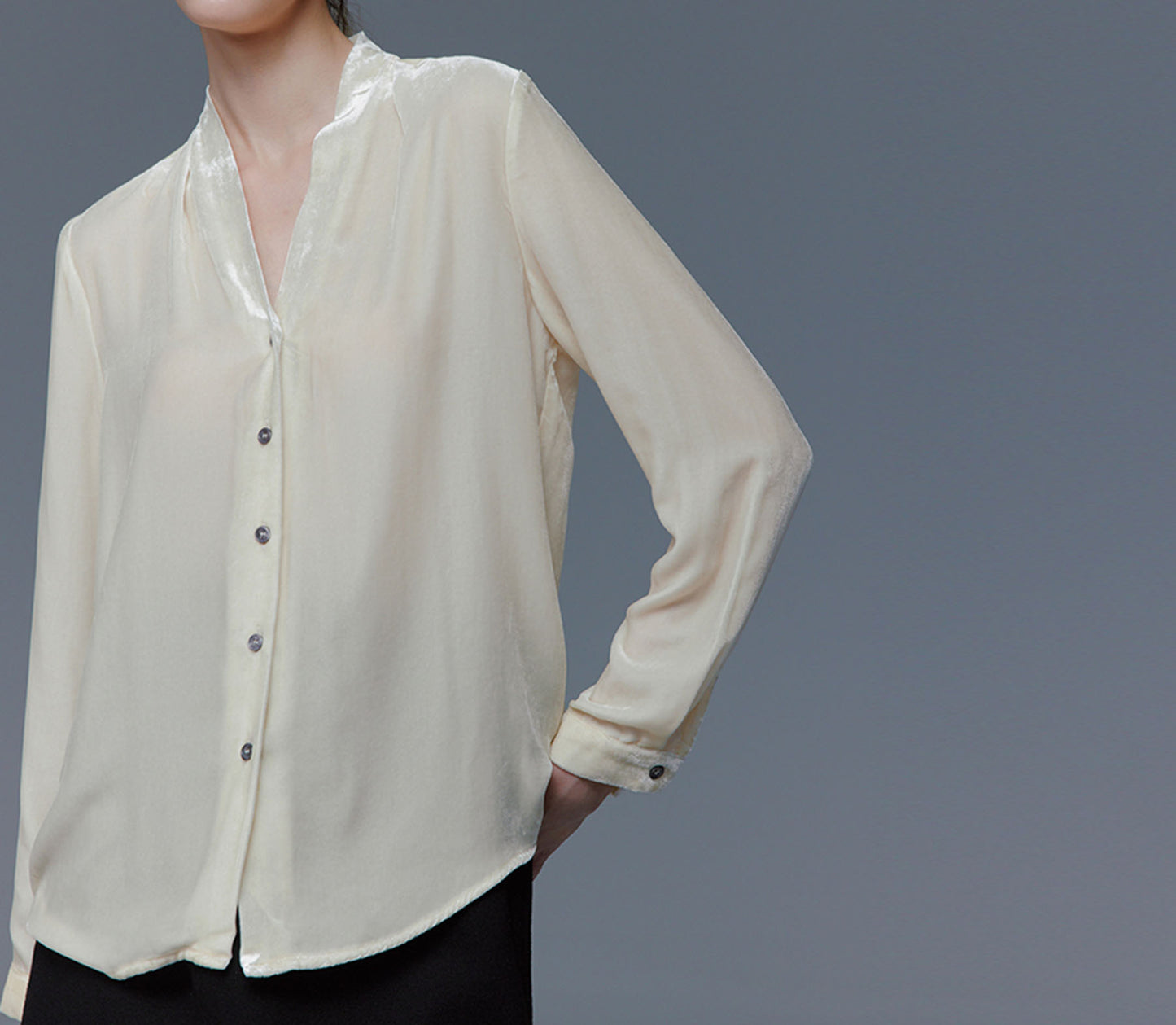 edoa Silk Velvet Spring Blouse