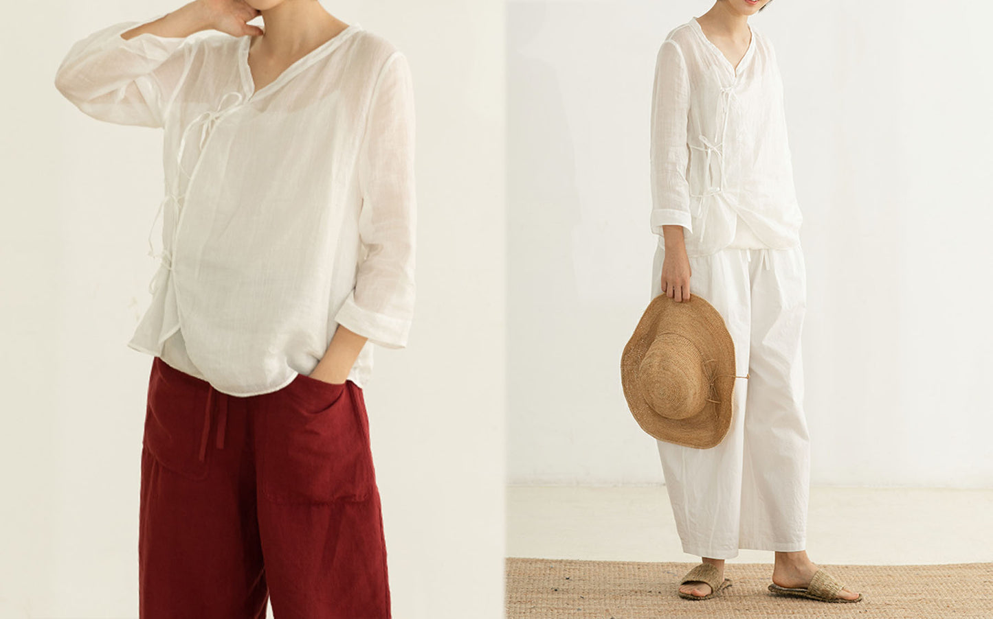 edoa High Counted Ramie Blouse