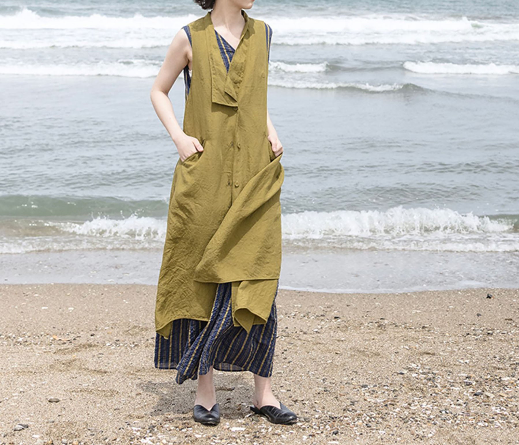 edoa Summer Linen Long Vest