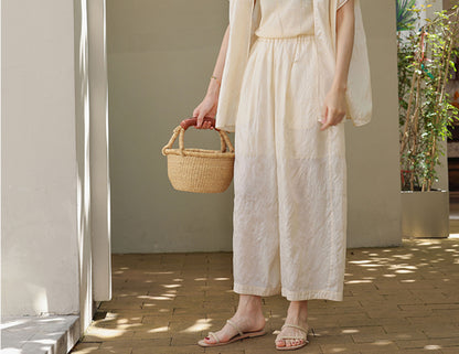 edoa Loose Fitting Tussah Silk Pants