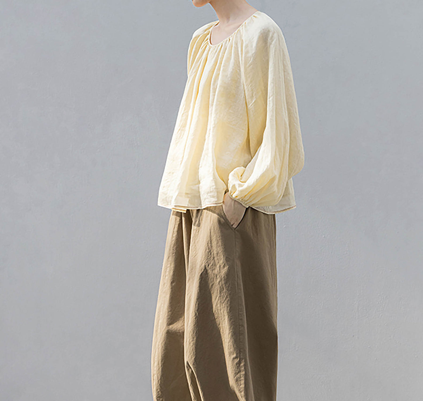 edoa Loose Fitting Double-layer Babydoll Shirt