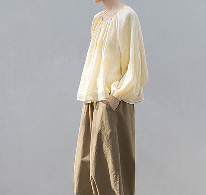 edoa Loose Fitting Double-layer Babydoll Shirt