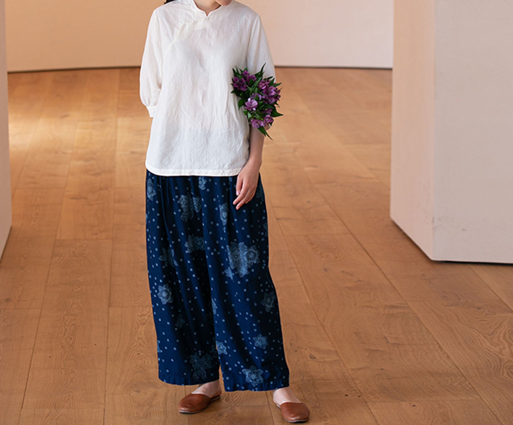edoa Washed Linen Modified Qipao Top
