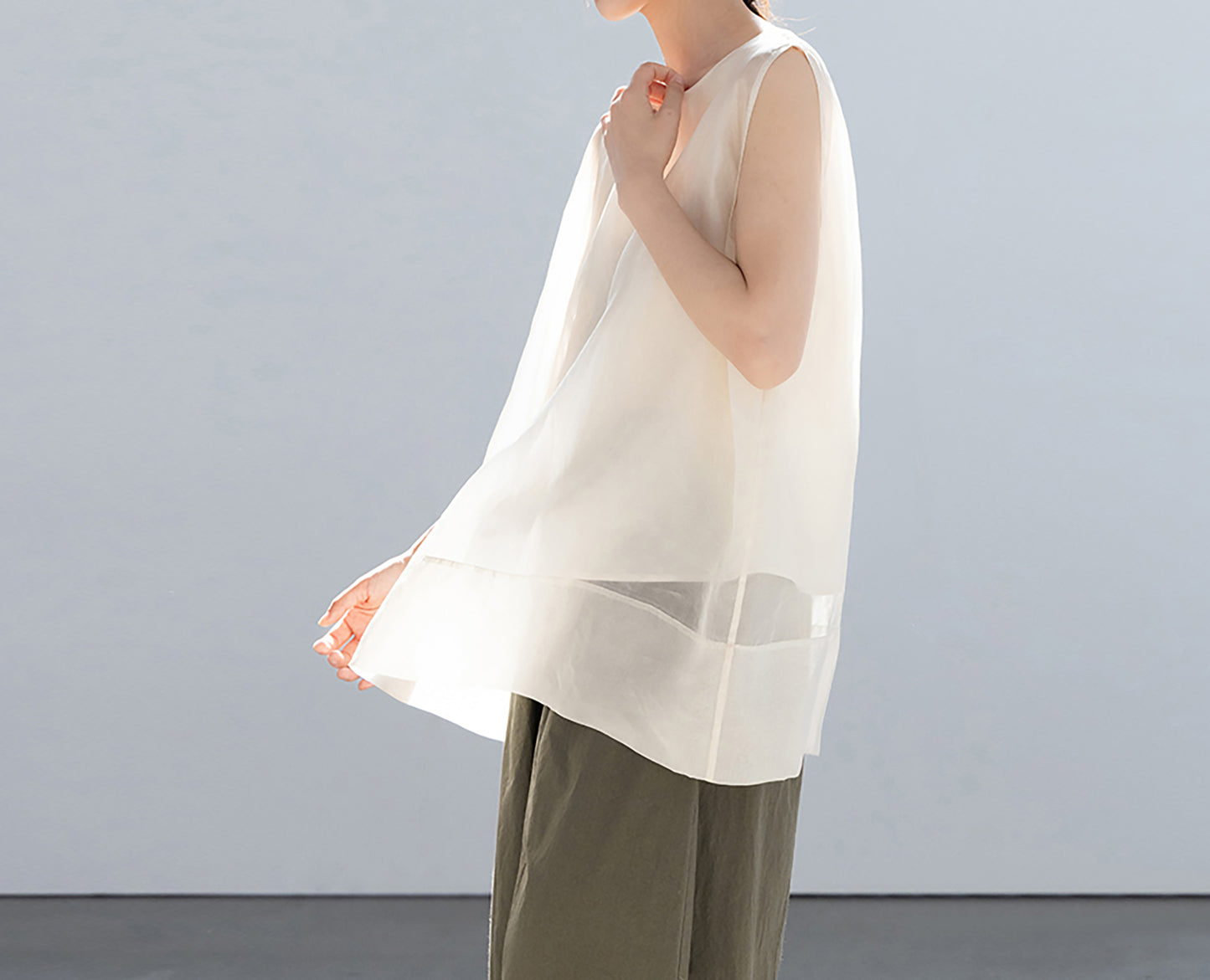 edoa Double Layer Mulberry Silk Organza Summer Tank Top