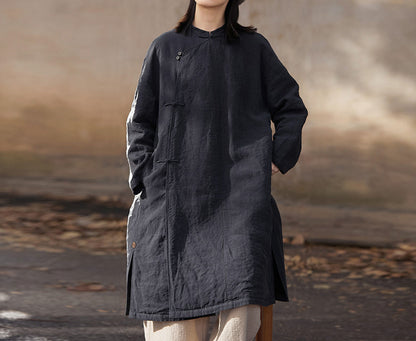 edoa Linen Padded Trapeze Coat 