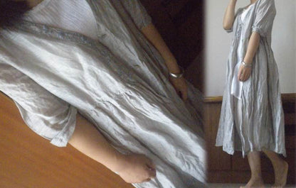 Hand Embroidered Silk Linen Blouse Jacket ja0045 033