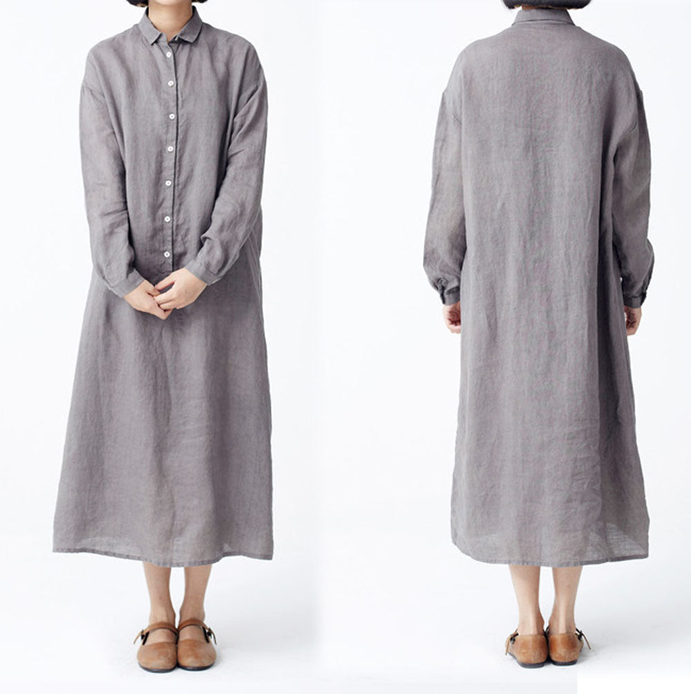 edoa Supersized Boyfriend Long Sleeve Shirtdress