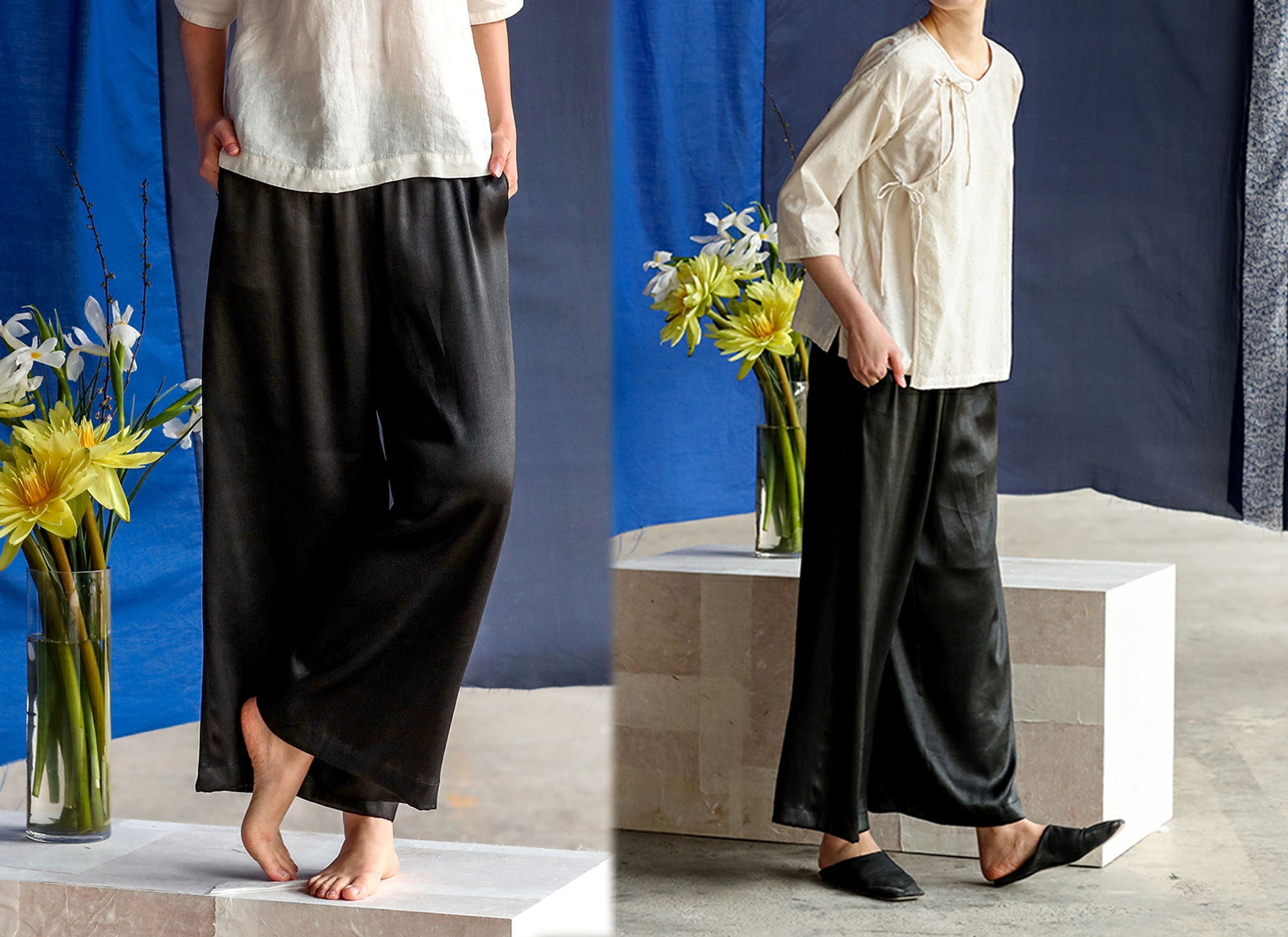 edoa Mud Silk Wide Leg Pants