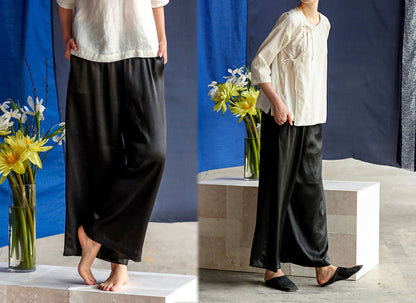edoa Mud Silk Wide Leg Pants