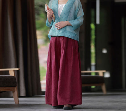 edoa Cracked Mud Silk Pleated Skirt