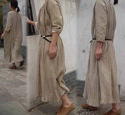 edoa Textured Linen Maxi Dress