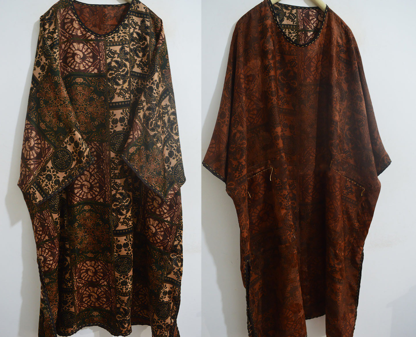 Reversible Printed Mud Silk Dress with Chinese Paper Cutting Pattern dr0142 X273