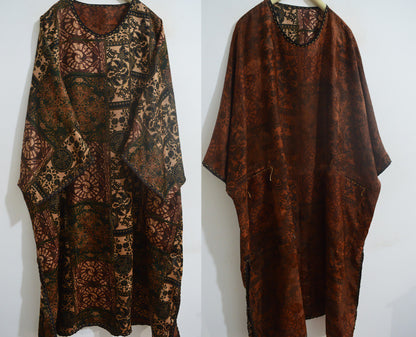 Reversible Printed Mud Silk Dress with Chinese Paper Cutting Pattern dr0142 X273