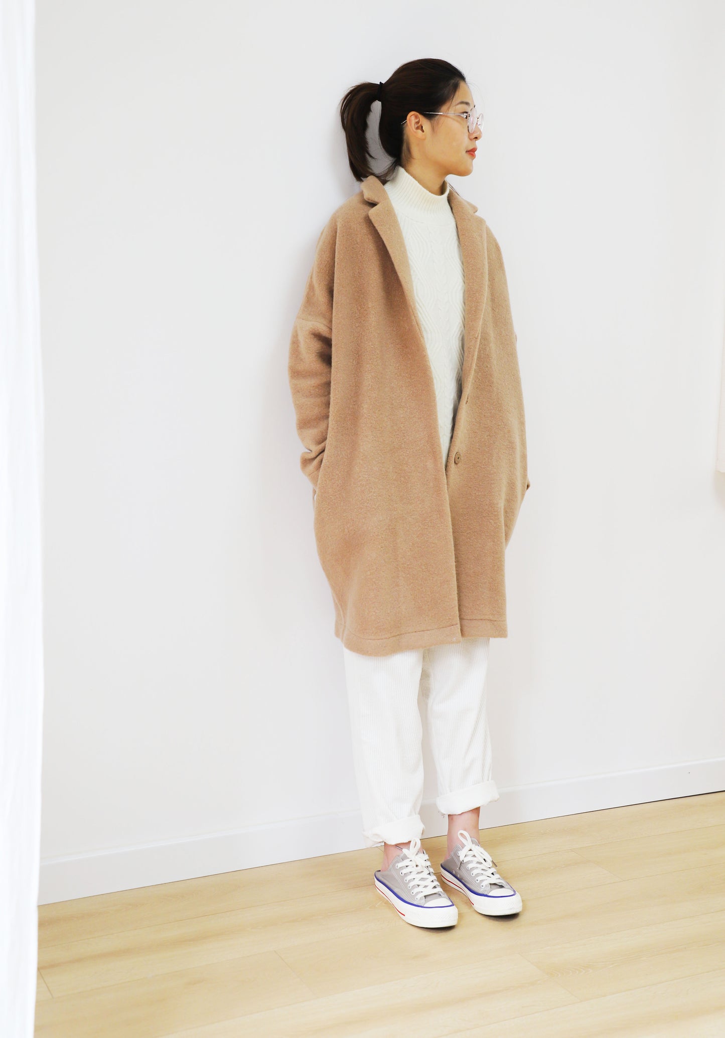 edoa Oversized Boiled Wool Cocoon Coat 