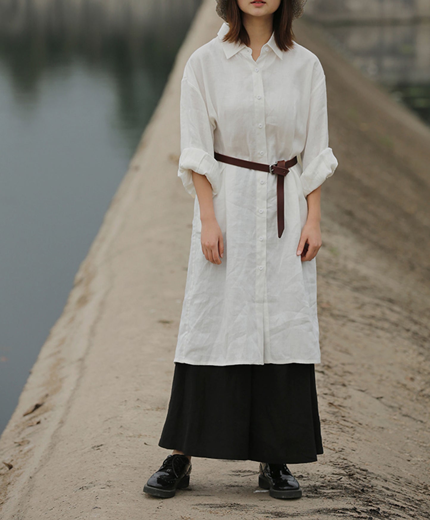 edoa Oversized Linen Shirtdress