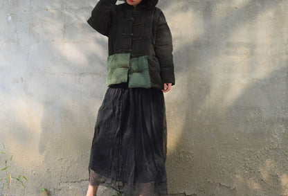 edoa Bi-colour Tussah Silk Goose Down Coat