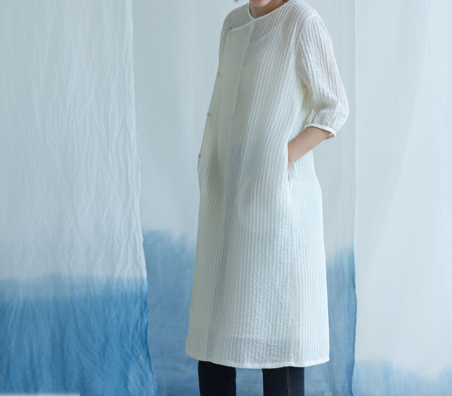 edoa Mulberry Silk Pintucked Tunic