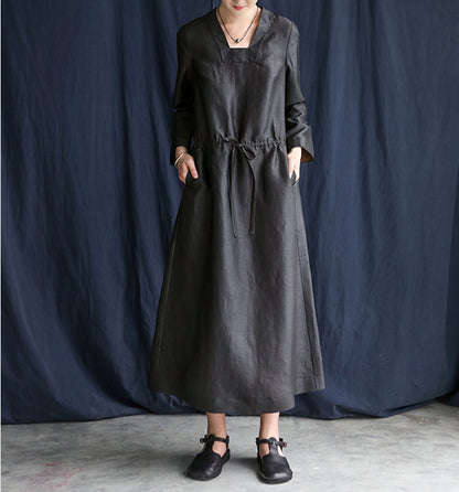edoa Mud Silk Square Neckline Qipao