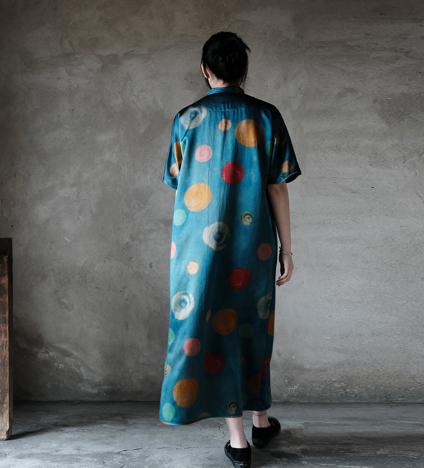 Heavy Weight Printed Charmeuse Mud Silk Satin Modified Qipao Dress