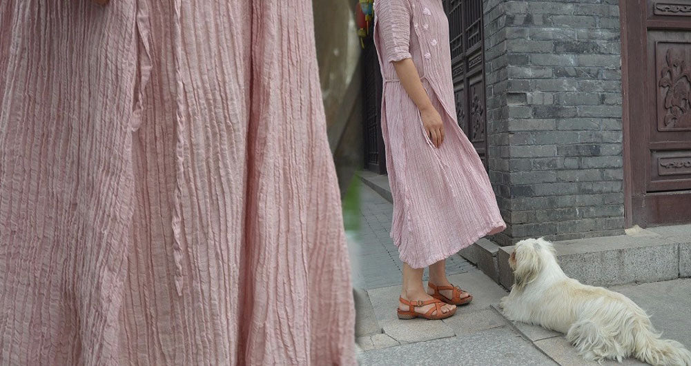 edoa Crinkled Linen Dress 