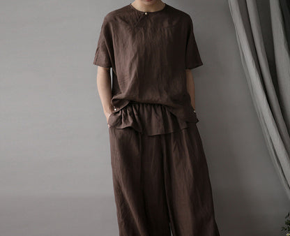 edoa Minimalist Thin Ramie Blouse 
