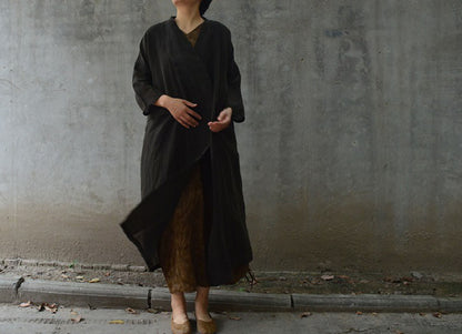 edoa Distressed Mud Silk Trench Coat