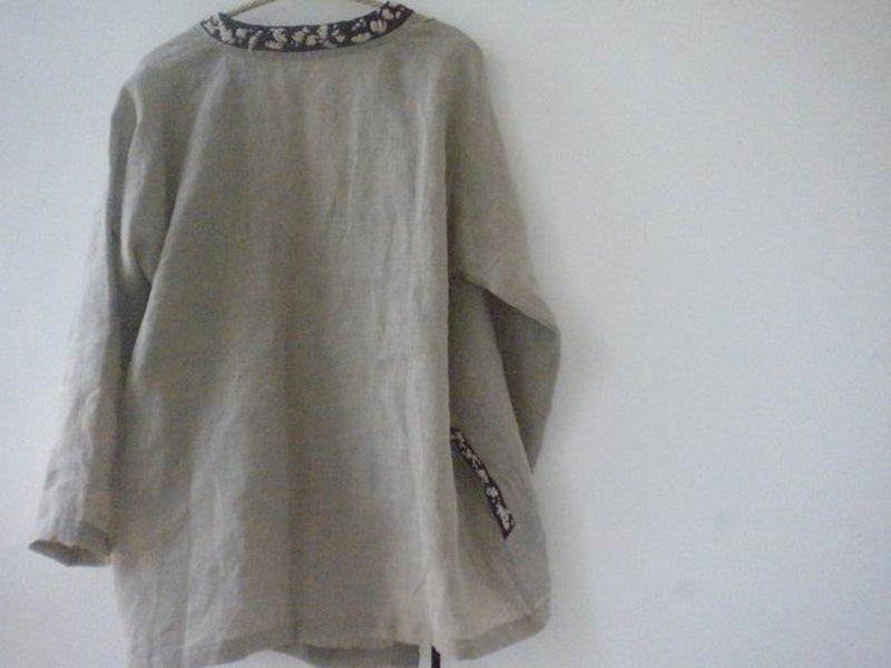 Hand Embroidered Linen Gauzy Jacket ja0044 015