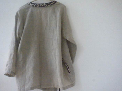 Hand Embroidered Linen Gauzy Jacket ja0044 015