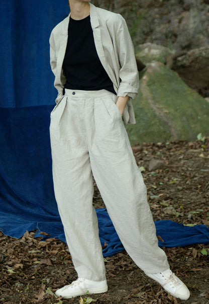 edoa 80s Tapered Flax Linen Pants