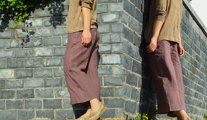 edoa Washed Linen Wide Leg Trousers