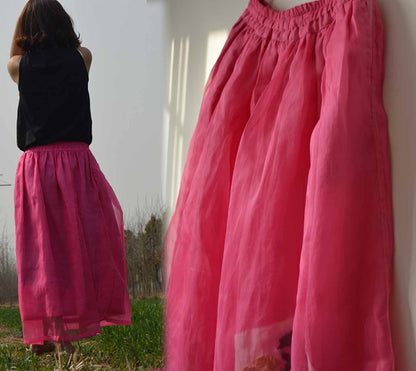 edoa Silk Organza Skirt with Hand Ebroidery 