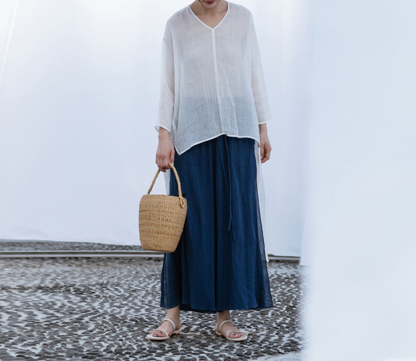 edoa Crumpled Ramie Smock