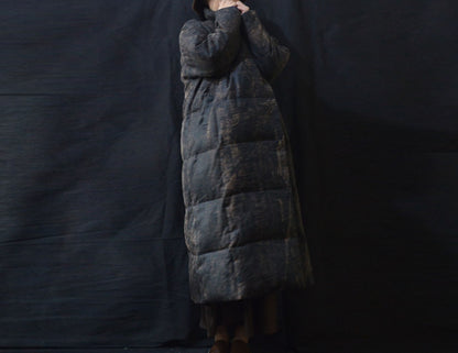 edoa Distressed Goose Down Long Coat