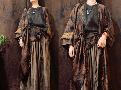 edoa Reversible Mud Silk Song Brocade Coat