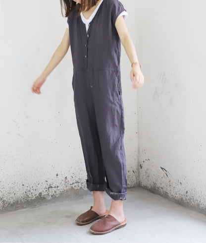 edoa Loose Fitting Linen Jumpsuit