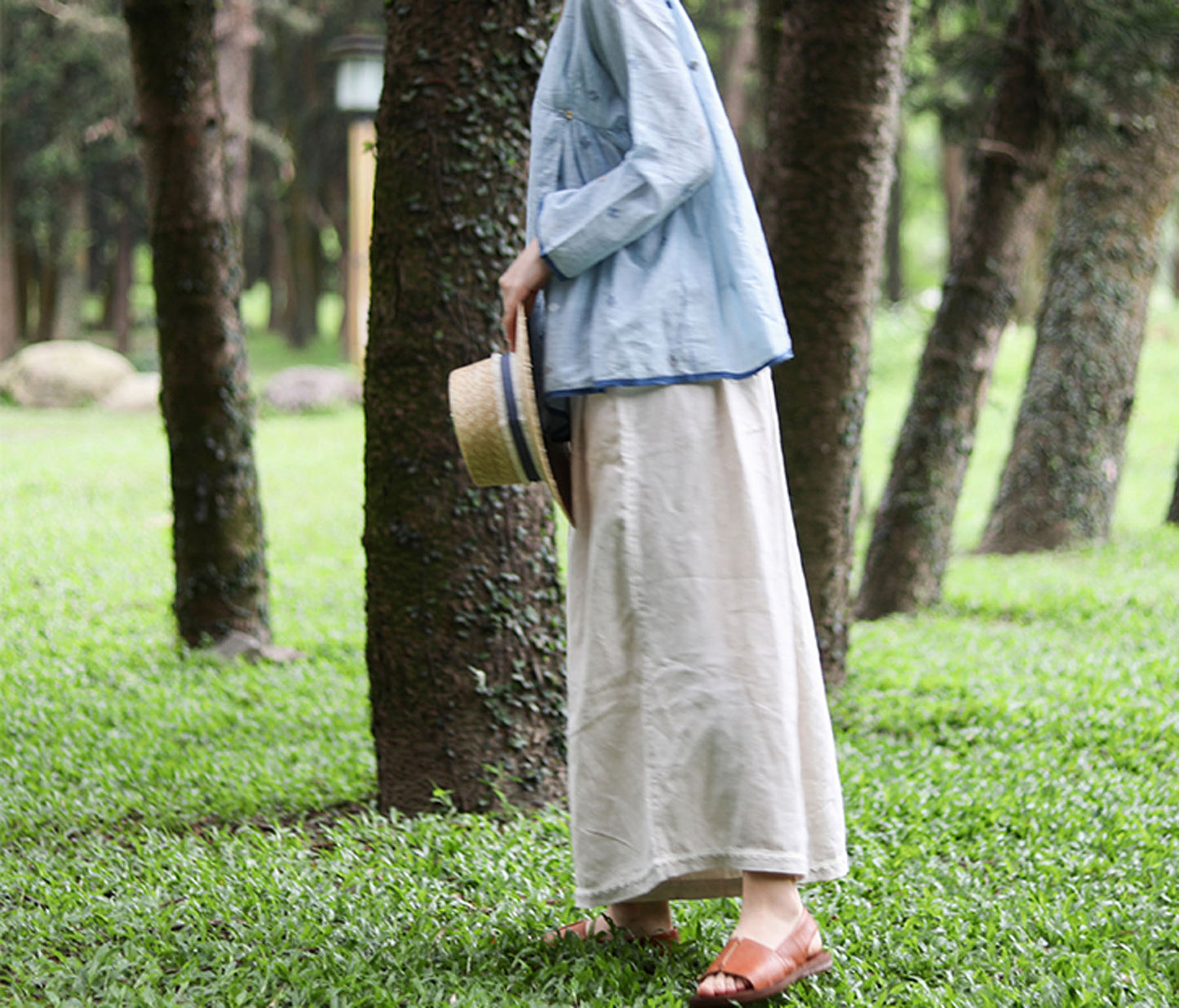 edoa Flax Linen Wide Leg Pants