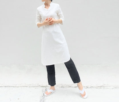 edoa High Counted Knit Cotton Cheongsam Dress