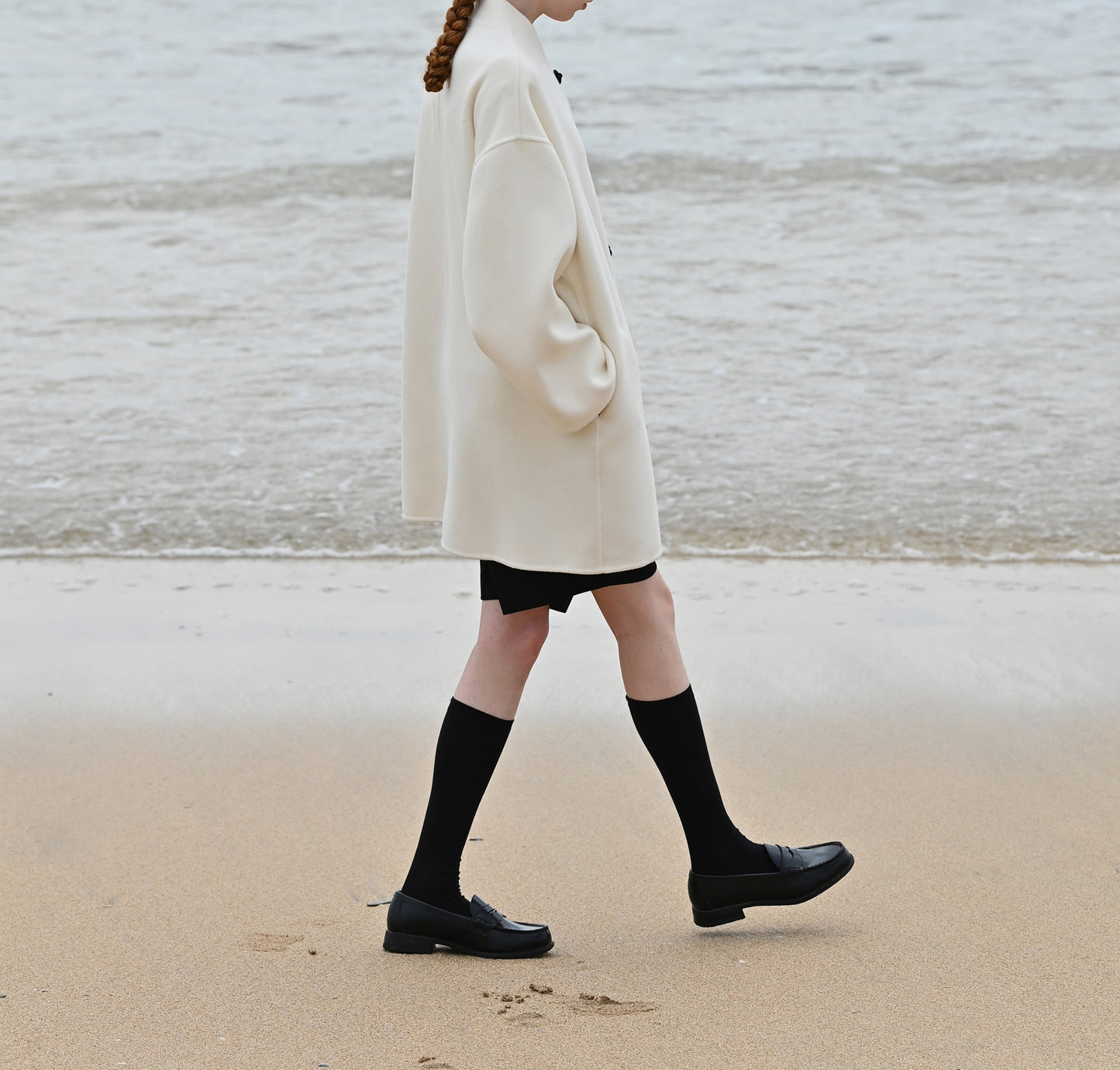 edoa Double Faced Wool Coat with Chinese Frog Buttons 