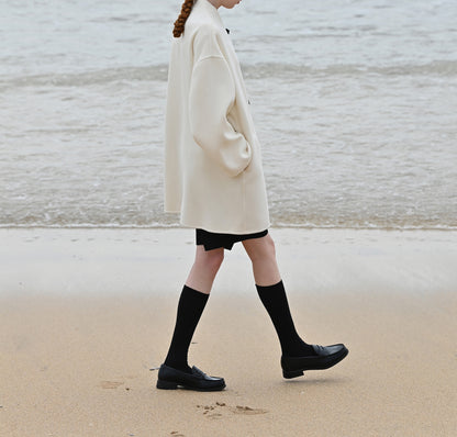 edoa Double Faced Wool Coat with Chinese Frog Buttons 