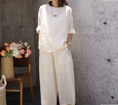 edoa Loose Fitting Tussah Silk Pants