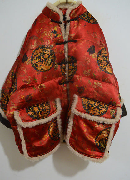 edoa Mulberry Silk Goose Down Chinese Coat