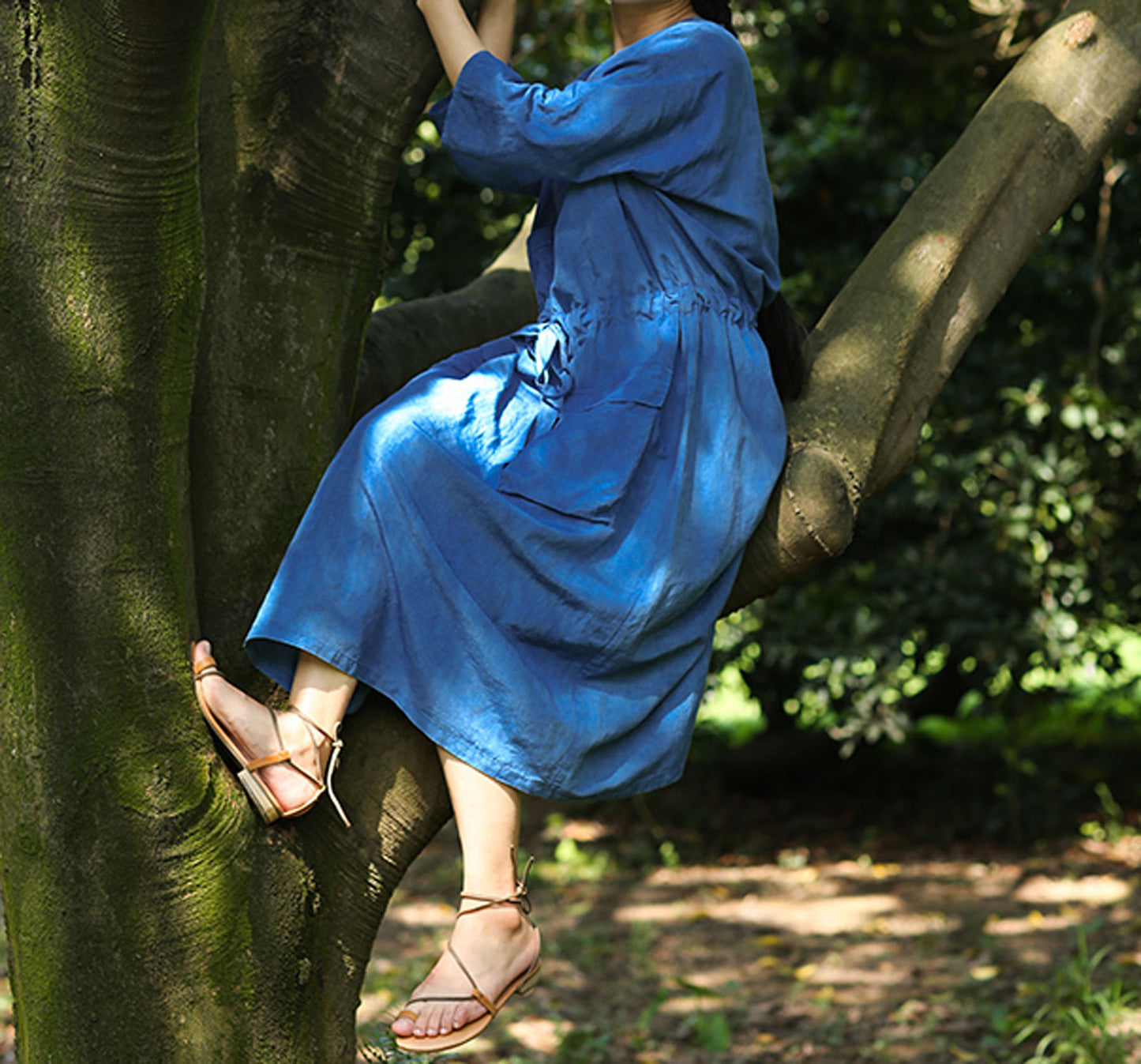 edoa Plant Dyed Indigo Blue Dress