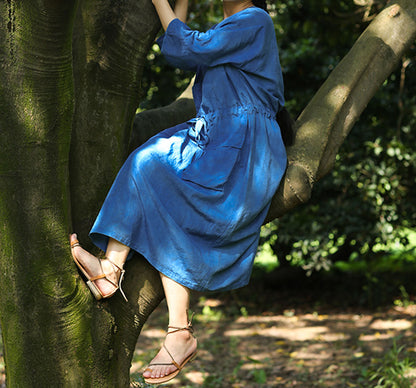 edoa Plant Dyed Indigo Blue Dress
