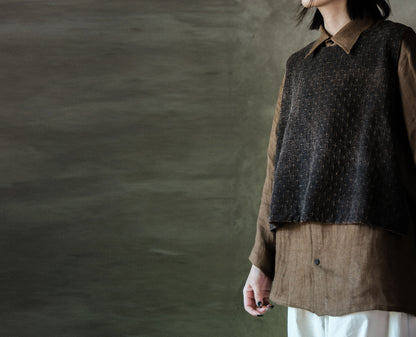 edoa Reversible Mud Tussah Silk jacquard Vest
