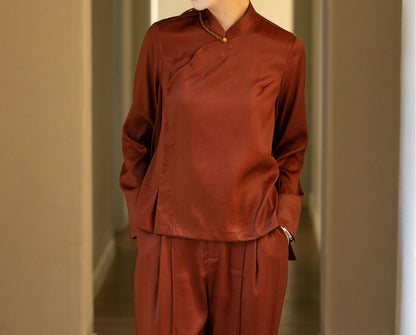 edoa Mud Silk Satin Blouse