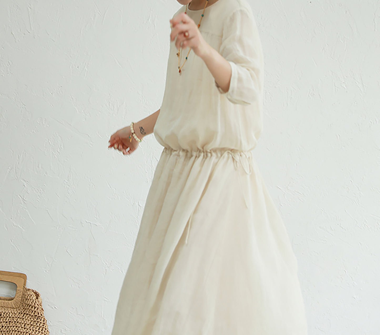 edoa High Count Ramie Cinch Dress