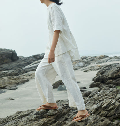 edoa Wide Leg Linen Trousers