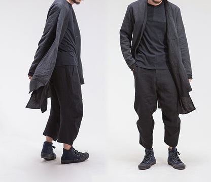 edoa double layer washed linen jacket