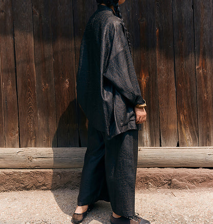 edoa Cracked Mud Silk Wide Leg Pants